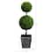 3ft. LED UV Resistant Double Ball Boxwood Topiary in Decorative Planter